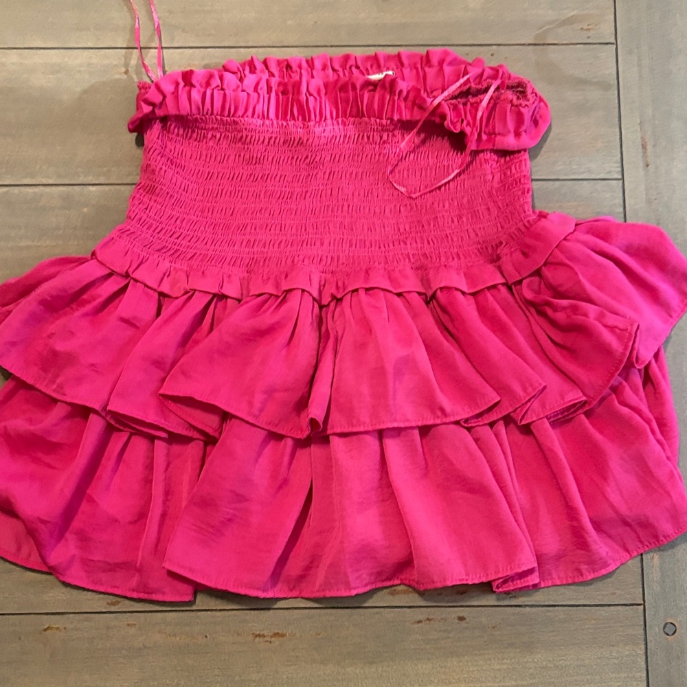 HYFVE Fuchsia Ruffled A-Line Skirt